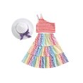 thumbnail image 1 of Arvbitana Toddler Girls Summer Casual Dress Set Little Girl Sleeveless Sling Camisole Tops + Sun Hat + Star Print Elastic Long Skirt Baby Kids 2-Piece Outfits 3T-7T, 1 of 9
