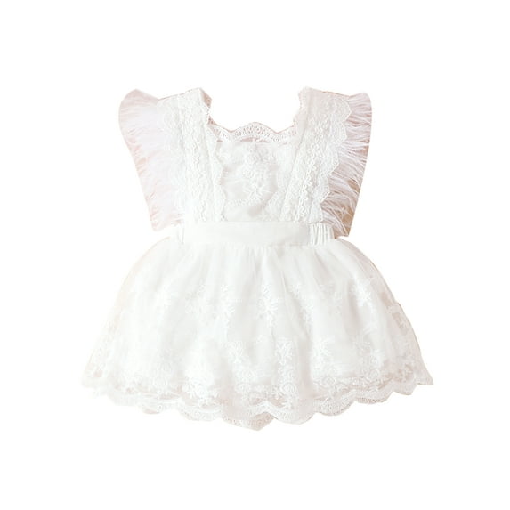 Arvbitana Toddler Girls Summer Lace Floral Dress Feather Sleeve Princess Clothes for Festival, Party