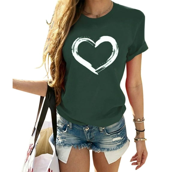 Arvbitana Valentines Day Women Shirts Cute Love Heart Shirts Graphic Tops Short Sleeve Blouse