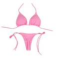 thumbnail image 1 of Arvbitana Women 2Pcs Bikini Set Sleeveless Wire-Free Padded Halter Straps Bra + High Waist Triangle Panty Summer Solid Color Swimwear Sexy Swimming Bathing Suit , 1 of 1