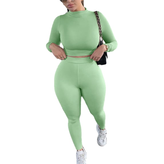 Arvbitana Women Bodycon Tracksuit Outfits Set Long Sleeve Pullover Tops +Legging Pants Solid Color Clothes 2Pcs