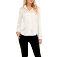 thumbnail image 1 of Arvbitana Women Button Down Satin Shirts Long Sleeve V Neck Solid Color ClassicOffice Blouses Fit Work Shirts  Professionial Tops, 1 of 9