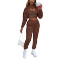 thumbnail image 1 of Arvbitana Women Casual Sweatsuit Outfits Solid Color Long Sleeve Drawstring Hoodie + Tank Tops + Trousers Set Jogger Tracksuit 3Pcs, 1 of 3