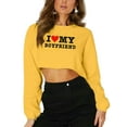 thumbnail image 1 of Arvbitana Women Fall Cropped Pullovers Letter Heart Print Sweatshirts Crew Neck Long Sleeve Casual Loose Tops, 1 of 7