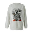 thumbnail image 1 of Arvbitana Women Halloween Pullover Skull Pumpkin Print Sweatshirt Round Neck Jumpers Long Sleeve Loose Tops Streetwear for Spring Autumn, 1 of 9