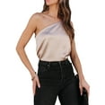 thumbnail image 1 of Arvbitana Women Satin Camisole Sleeveless One Shoulder Solid Color Blouses Summer Casual Loose Backless Tank Tops for Streetwear Clubwear, 1 of 8