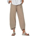 thumbnail image 1 of Arvbitana Women Summer Plus Size Cotton Linen Pants Loose Casual Wide Leg Cropped Trousers with Pockets S-5XL, 1 of 9