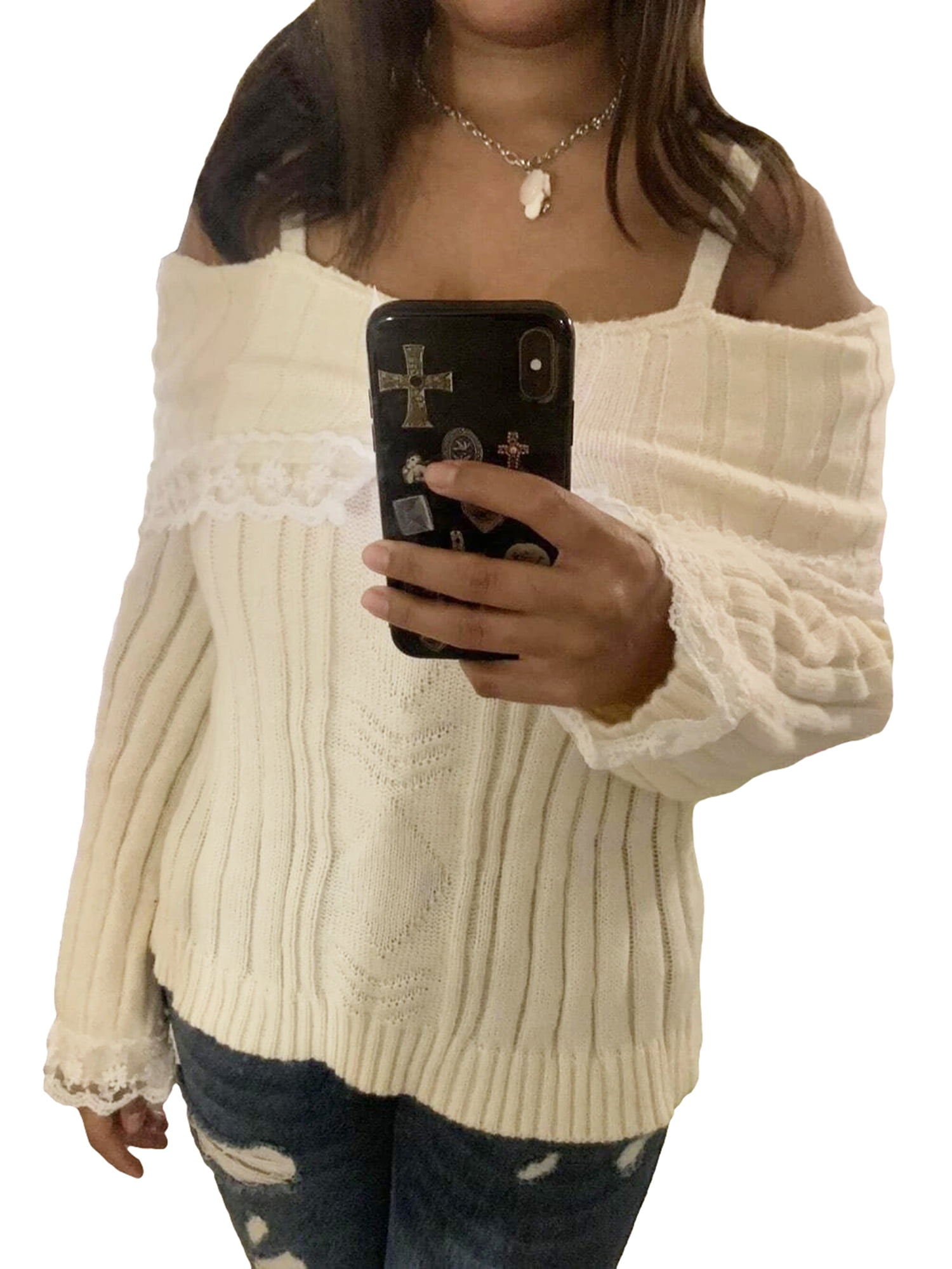 Arvbitana Women Teen Girls Off-Shoulder Sweaters Long Sleeve Arvbitana Women Teen Girls Off-Shoulder Sweaters Long Sleeve