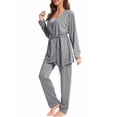 thumbnail image 1 of Arvbitana Women's 3Pcs Loungewear Outfits Lace Patchwork Cami Tops + Long Pants + Long Sleeve Robe Pajamas Sets Ladies Casual Sleepwear, 1 of 9
