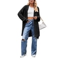 thumbnail image 1 of Arvbitana Women's Autumn Loose Knit Cardigan Solid Color Long Sleeve Open Front Knitwear Sweater Casual Warm Coat, 1 of 4