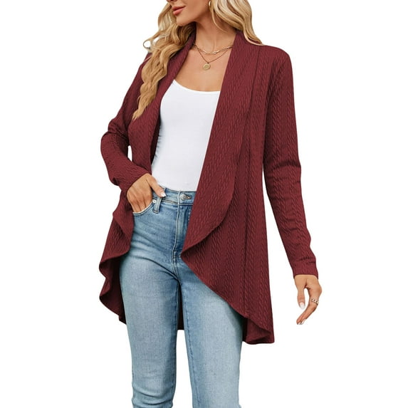 Arvbitana Women's Autumn Winter Knit Cardigan Solid Color Long Sleeve Sweater Open Front Pullover Fashion Cozy Knitwear Coat Outwear Streetwear