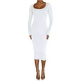 thumbnail image 1 of Arvbitana Women's Bodycon Long Dress Solid Color Long Sleeve Slim Midi Dress U-neck Wrap Hip Cocktail Dress for Party Club Streetwear, 1 of 8