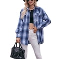 thumbnail image 1 of Arvbitana Women's Casual Loose Plaid Shirt Long Sleeve Lapel Button Blouses Spring Autumn Fashion Tops for Daily Streetwear S M L XL XXL, 1 of 7