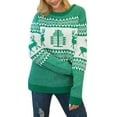thumbnail image 1 of Arvbitana Women's Christmas Sweaters Long Sleeve Knitwear Pullover Round Neck Jumpers Reindeer Geometric Print Sweatshirt Casual Knit Tops Cozy Warm Clothes, 1 of 9