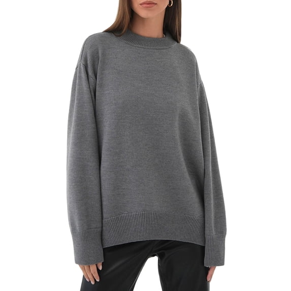 Arvbitana Women's Knit Sweater Solid Color Long Sleeve Lightweight Pullover Sweater Ladies Casual Loose Knitwear Tops Streetwear Fall Winter Clothes