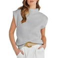 thumbnail image 1 of Arvbitana Women's Knit Vest Sleeveless Mock Neck Solid Color Pullover Tank Tops Ladies Casual Loose Camisole for Casual Daily Streetwear, 1 of 9