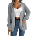 thumbnail image 1 of Arvbitana Women’s Knitwear Chunky Cable Cardigan Long Sleeve Solid Color Pocket Open Front Sweater Loose Lightweight Jacket Fall Tops, 1 of 7