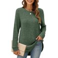 thumbnail image 1 of Arvbitana Women's Long Sleeve T-shirts Crew Neck Solid Color Pullovers High Low Curved Hem Loose Tees Casual Fit Jumper Tops for Streetwear, 1 of 5