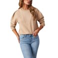 thumbnail image 1 of Arvbitana Women's Loose Fleece Sweatshirt Solid Color Long Sleeve Lightweight Pullovers Fall Winter Casual Tops Streetwear, 1 of 7