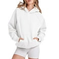 thumbnail image 1 of Arvbitana Women's Loose Hooded Sweatshirt Solid Color Long Sleeve Pullover Hoodie with One Pocket Casual Daily Tops Streetwear Spring Fall Sport Clothes, 1 of 9