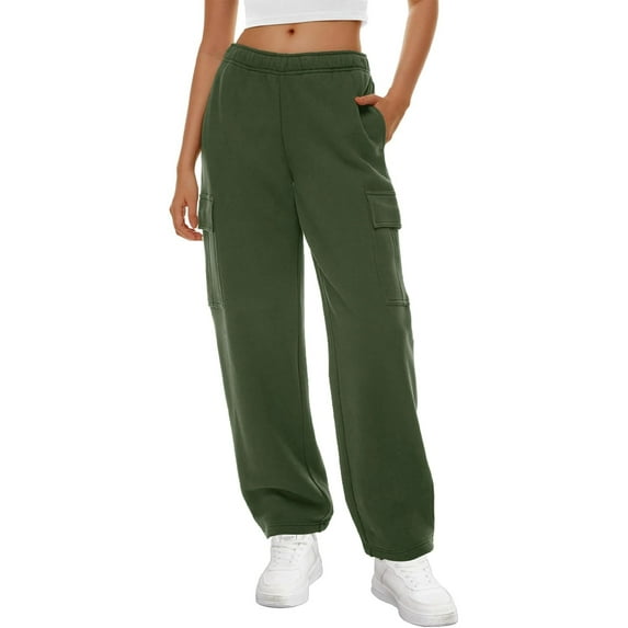 Arvbitana Women's Loose Sweatpants Solid Color Elastic High Waist Cargo Pants Casual Workout Trousers with Pockets Streetwear