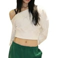 thumbnail image 1 of Arvbitana Women's Oversized Sweatshirt Long Sleeve Off One Shoulder Rhinestone Bow Pattern Cropped Pullovers Ladies Casual Trendy Tops for Streetwear, 1 of 6