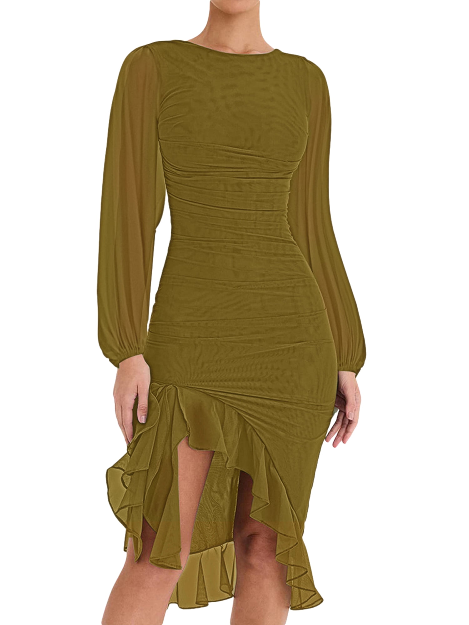 Women's Long Sleeve Irregular Evening Dress Women's Long Sleeve Irregular Evening Dress