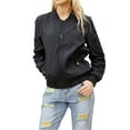 thumbnail image 1 of Arvbitana Women's Solid Color Bomber Jackets with Pockets Patchwork Lightweight Baseball Jacket Casual Open Front Pullover Fashion Warm Coat Zip Windbreaker Outerwear, 1 of 9