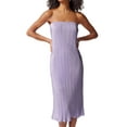 thumbnail image 1 of Arvbitana Women's Summer Midi Dress Solid Color Sleeveless Strapless Wrap Tube Top Dress Pleated Beach Dress for Vaction Party, 1 of 6
