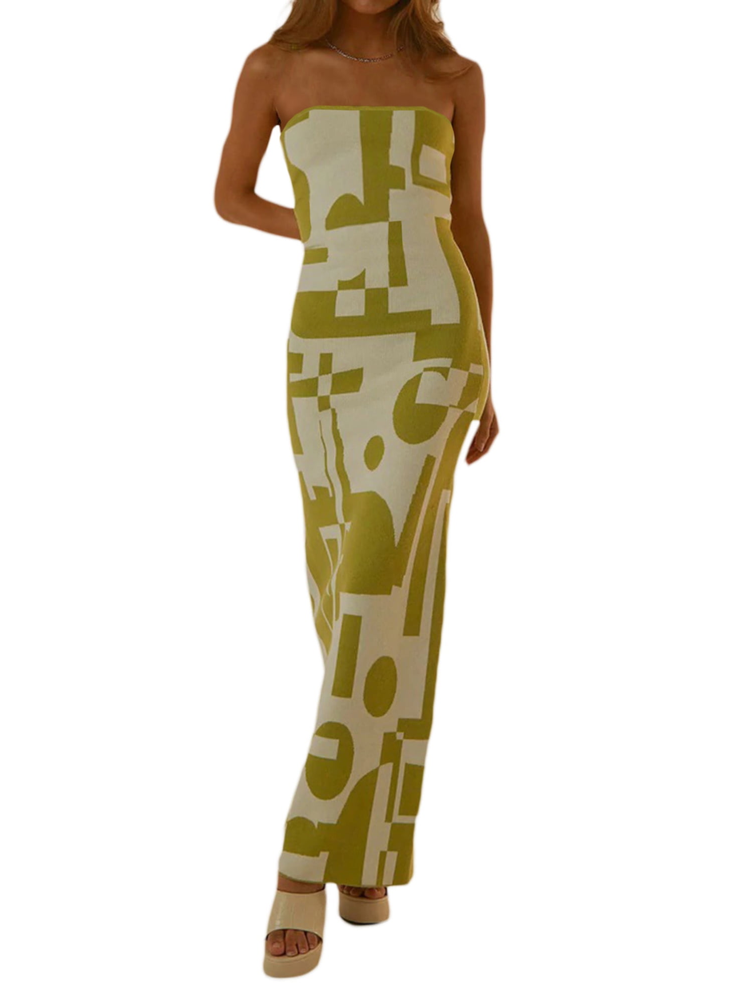Arvbitana Women's Tube Top Dress Sleeveless Solid Color/Geometric Print Knit Maxi Dress Slim Fit Strapless Bodycon Long Dress for Vacation Party - Walmart.com Arvbitana Women's Tube Top Dress Sleeveless Solid Color/Geometric Print Knit Maxi Dress Slim Fit Strapless Bodycon Long Dress for Vacation Party - Walmart.com