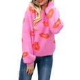 thumbnail image 1 of Arvbitana Women's Valentine’s Day Knit Sweater Cartoon Lip Print Long Sleeve Loose Pullover Knitwear Ladies Crew Neck Casual Jumper Tops, 1 of 6