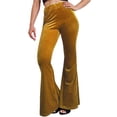 thumbnail image 1 of Arvbitana Women's Velvet Flared Pants Solid Color Elastic High Waist Bell- Bottom Trousers Ladies Casual Slim Bootcut Leggings for Streetwear S M L XL XXL, 1 of 3