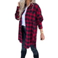 thumbnail image 1 of Arvbitana Womens Casual Plaid Shirt Lapel Long Sleeve Tops Coat Casual Loose Button Jacket for Spring with Pockets, 1 of 5