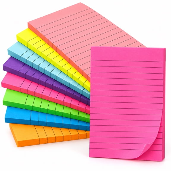 ArvezVoy Sticky Notes 8 Pack Lined, Self-Stick Index Cards Note Pads 4x6