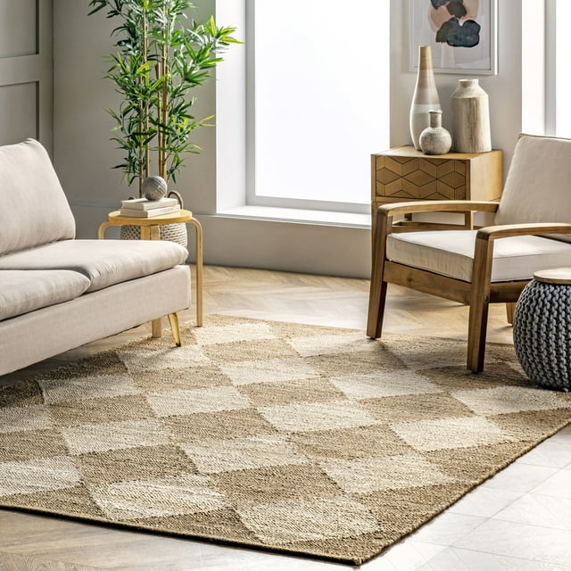 Diamond Checkered Pattern Rug Rugs USA Louie Diamond Checkerboard Jute Area Rug, 3' x 5', Maxwelle ...