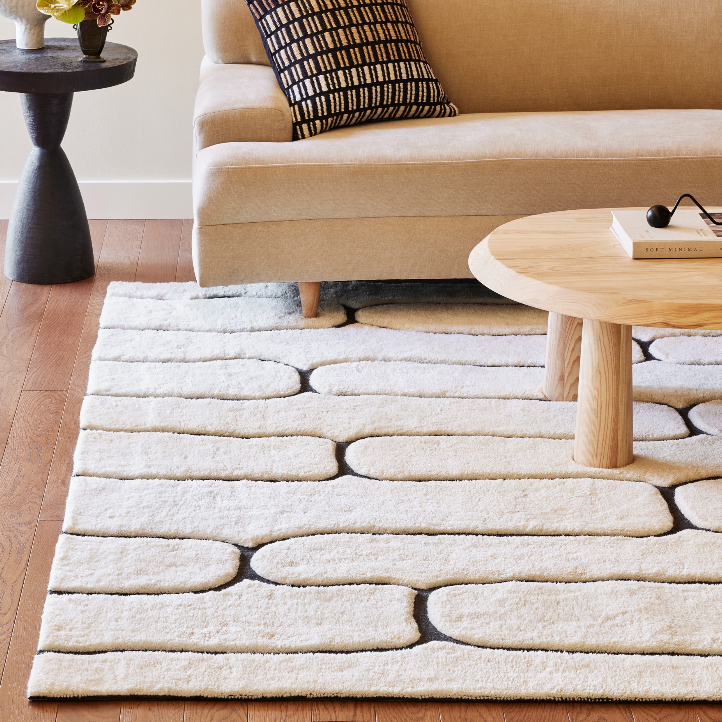 Handmade Gray Abstract Wool Rectangular Area Rug, 3' x 5'