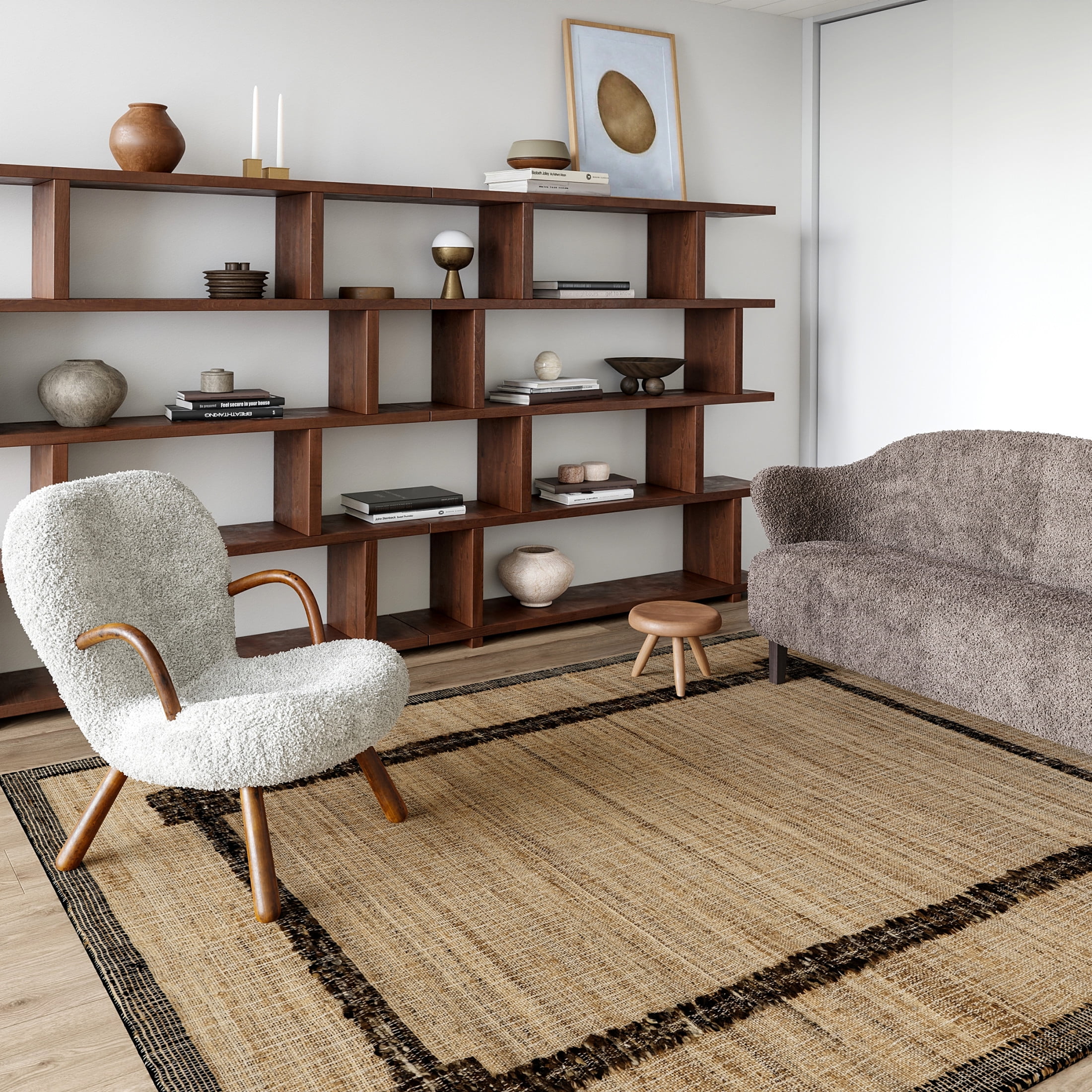 Agora Natural Jute and Wool Rectangular Area Rug, 4' x 6'