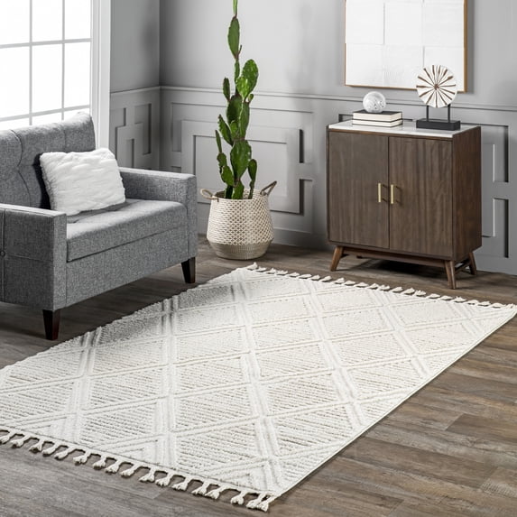 Rugs USA Balboa Textured Tile Area Rug, 12' x 15', Aelinn Ivory