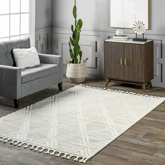 Rugs USA Balboa Textured Tile Area Rug, 9' x 12', Aelinn Ivory