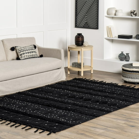 Rugs USA Chandy Textured Wool Area Rug, 3' x 5', Durden Black