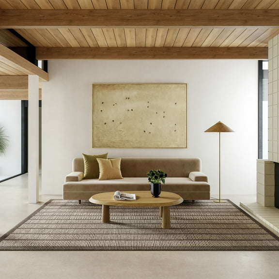 Rugs USA Eva Block Stripe Wool Area Rug, 9' 6" x 13' 6", Eva Brown