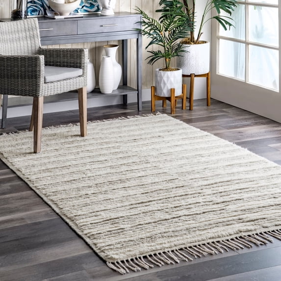 Rugs USA Fred Striped Shag Area Rug, 9' x 12', Yaretzi Grey