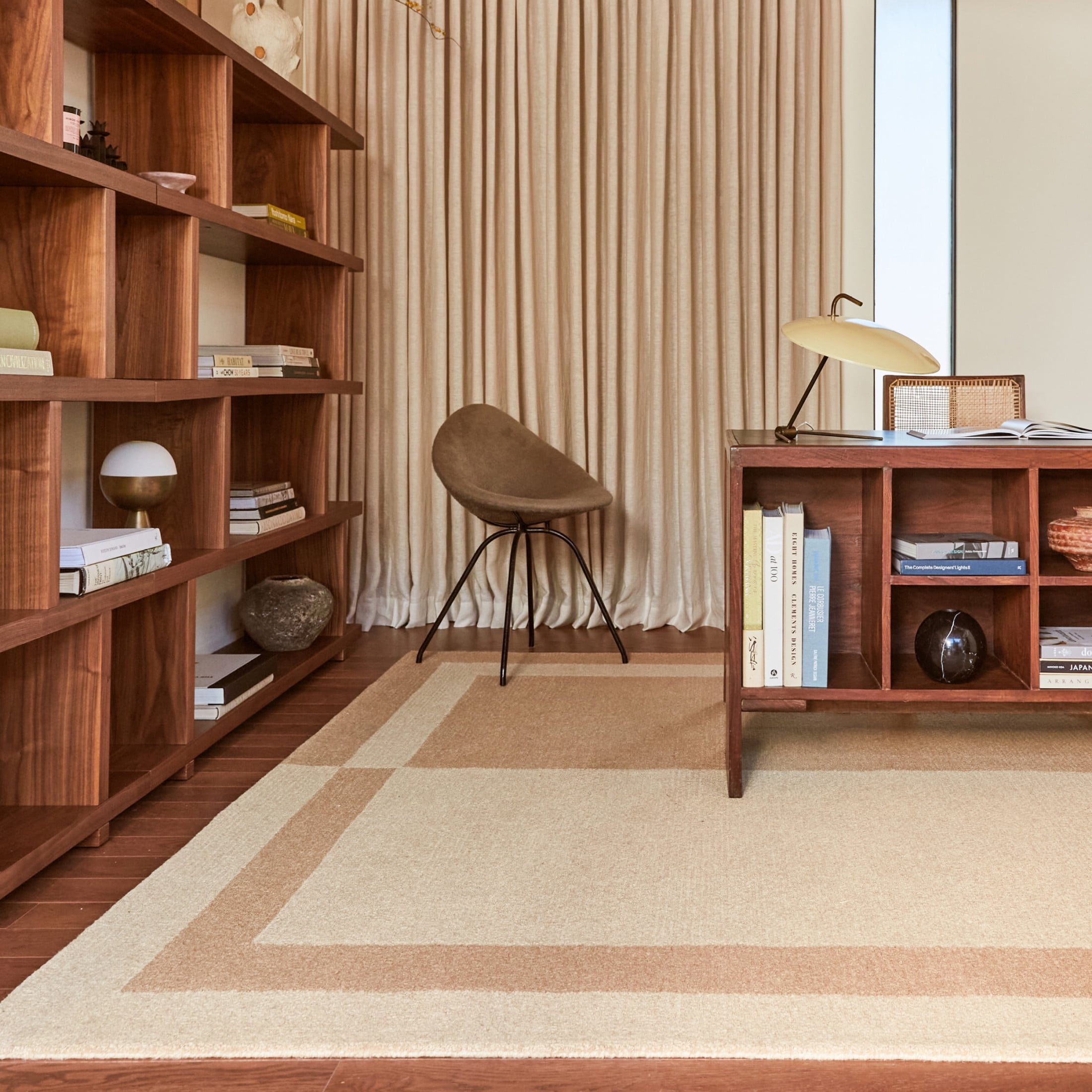 Handmade Beige and Light Brown Wool Rectangular Area Rug, 10' x 14'