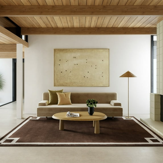 Rugs USA Grace Bordered Wool Area Rug, 3' x 5', Grace Brown