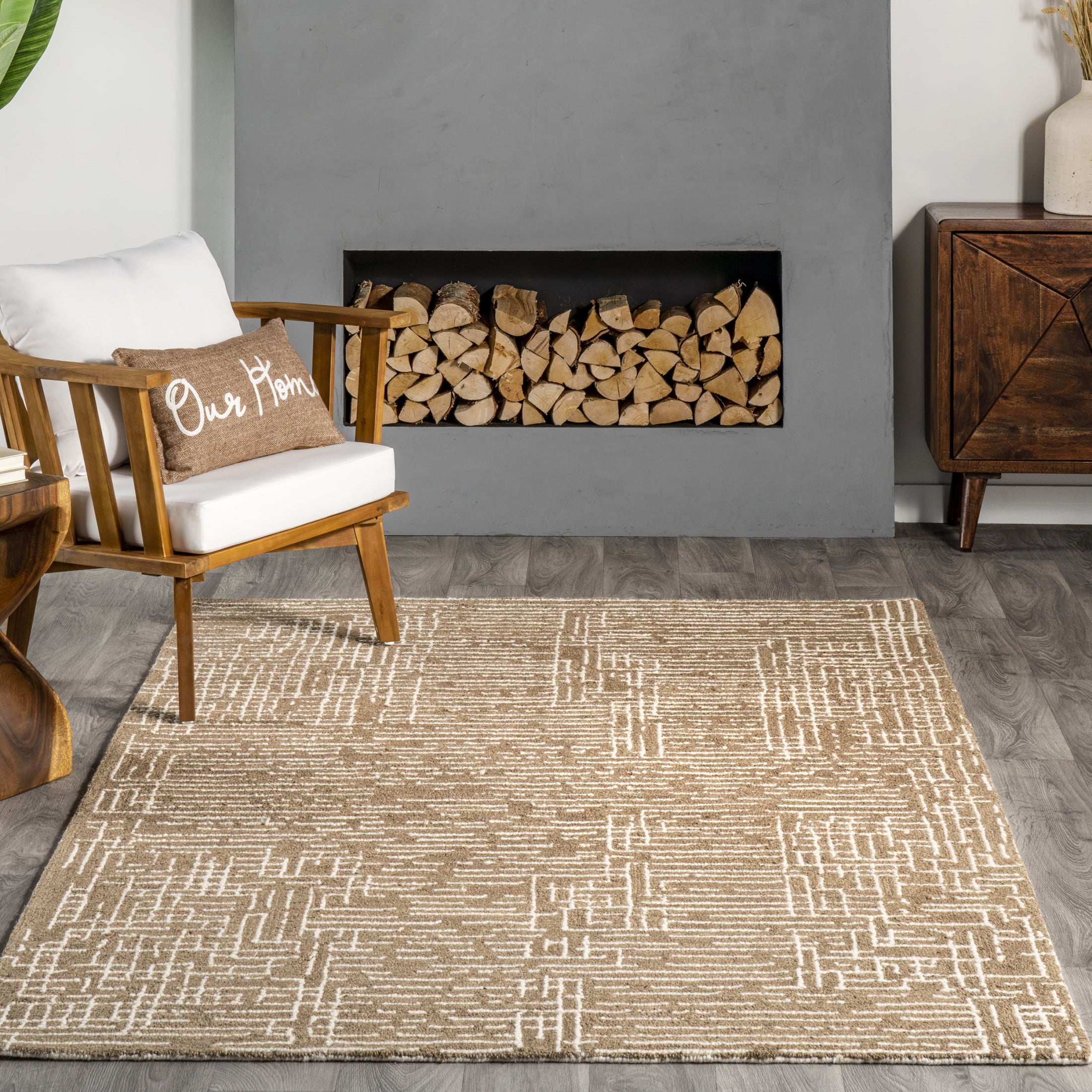 Olano Natural Wool 6' x 9' Rectangular Handcrafted Area Rug