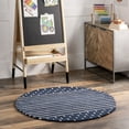 thumbnail image 1 of Rugs USA Mandia Striped Wool Area Rug, 4', Round, Marlowe Navy, 1 of 6