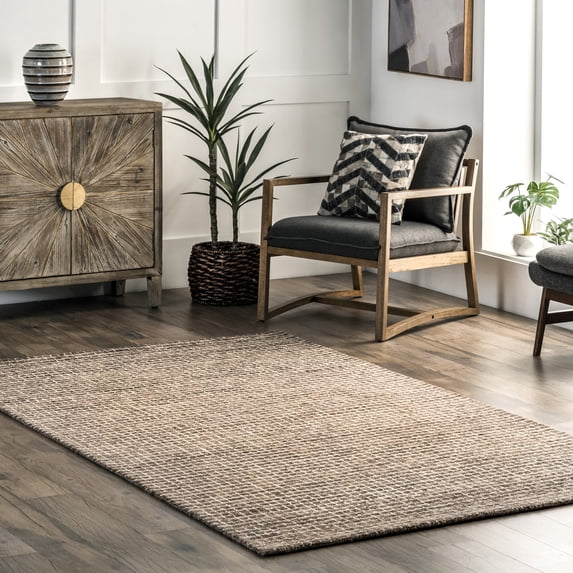 Rugs USA Melrose Checked Wool Area Rug, 6' x 9', Melrose Brown
