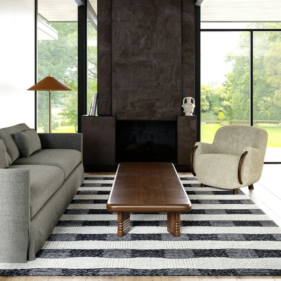 Sophie Striped Wool Area Rug, 5' x 8', Joey Grey