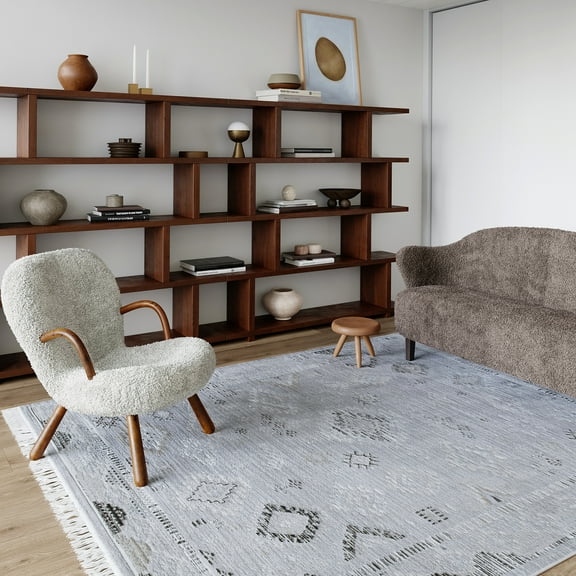 Venice Fringed Area Rug, 5' x 8', Maida Silver