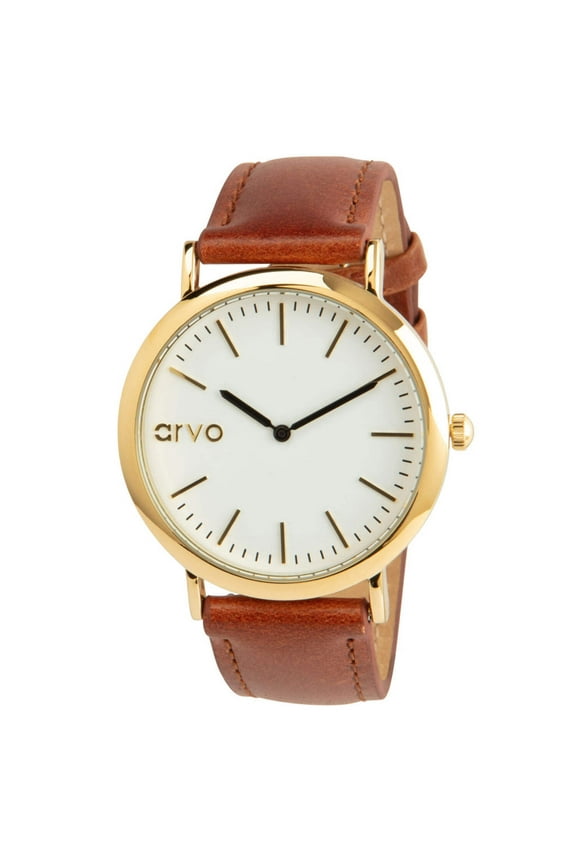 White Time Sawyer Watch - Gold - Brown Leather